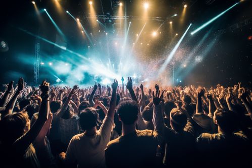 夜晚演唱會(huì)音樂(lè)節(jié)歡呼人群剪影人物攝影圖 攝影